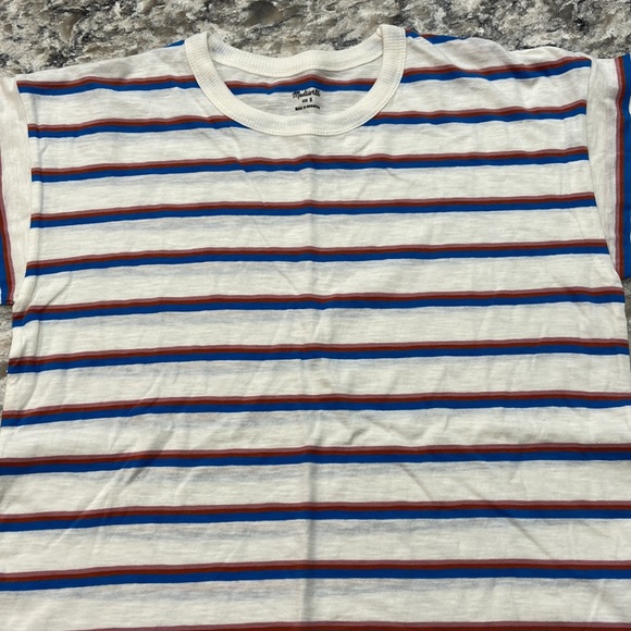Madewell | rib crewneck tee in rock wood stripe size s small - Picture 6 of 12